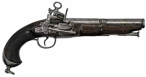 Appraisal: European Miquelet Cannon Barrel Pistol This caliber '' gilt barrel