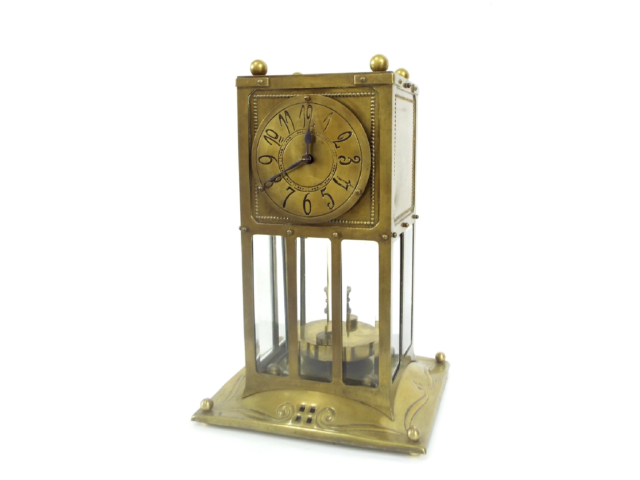 Appraisal: Jugendstil torsion mantel clock model the dial within an Art