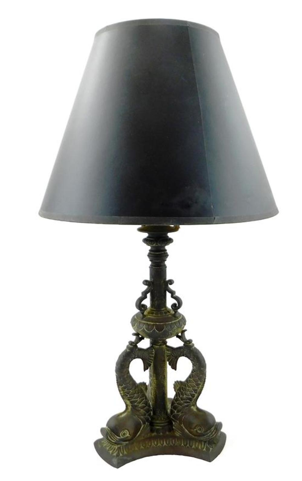 Appraisal: Signed Pairpoint Dolphin lamp base brass bronze with dark brown