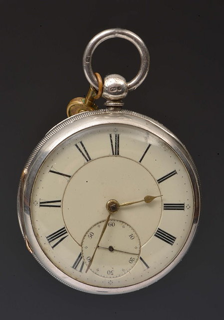 Appraisal: A SILVER POCKET WATCH with keywound verge escapement enamel dial