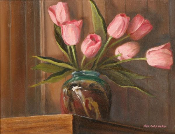 Appraisal: Jean Garro American b Tulips for a Dark Corner oil