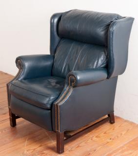 Appraisal: Motioncraft Leather Recliner by Sherrill Motioncraft by Sherrill transitional blue