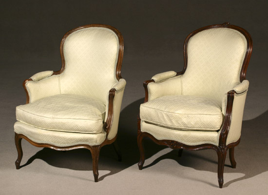 Appraisal: Two Similar Louis XV Beechwood Berg res Mid- th Century