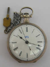 Appraisal: A Chinese silver key wind pocket watch White dial with