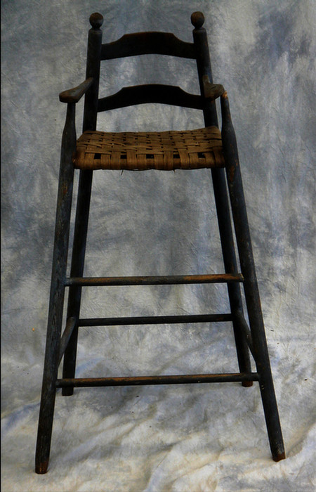 Appraisal: Childs ladder back splayed leg high chair in old blue