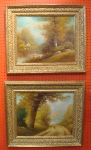 Appraisal: Pair of Oil on Canvas Landscapes From a New Rochelle