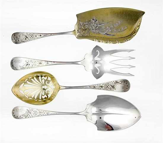 Appraisal: Whiting engraved patterns sterling flatware and serving pieces late th