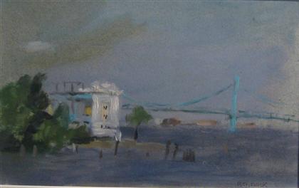 Appraisal: SEYMOUR REMENICK american - BEN FRANKLIN BRIDGE Signed bottom right