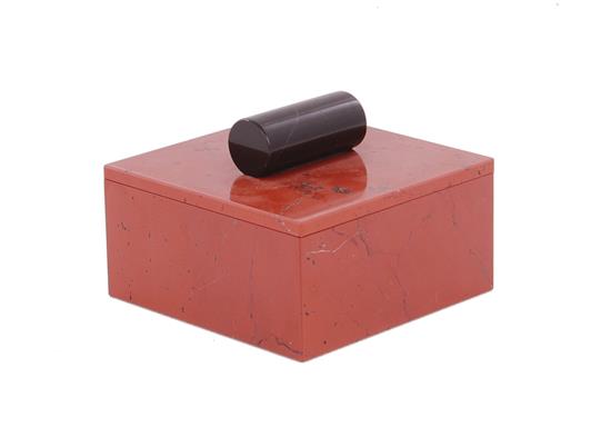 Appraisal: Italian red jasper and black onyx box by Nardi Venice