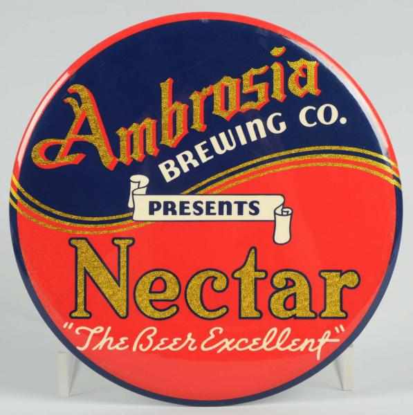 Appraisal: Ambrosia Nectar Beer Celluloid Button Sign Nice bright Horse Ale