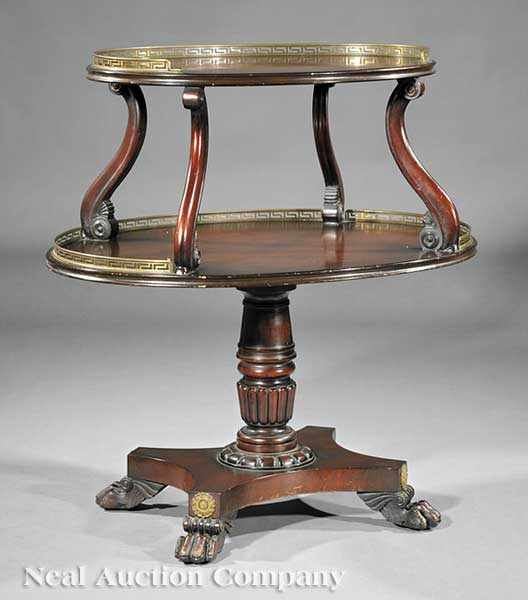 Appraisal: A Regency-Style Mahogany and Brass Galleried Desserte early th c