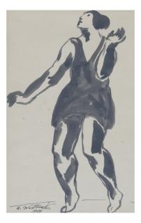 Appraisal: Abraham Walkowitz Drawing of a Dancer A framed Abraham Walkowitz