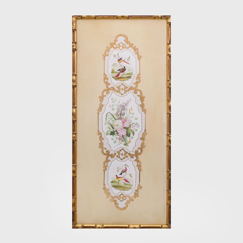 Appraisal: Continental Rococo Style Painted Porcelain Vertical Panel Painted wth floral