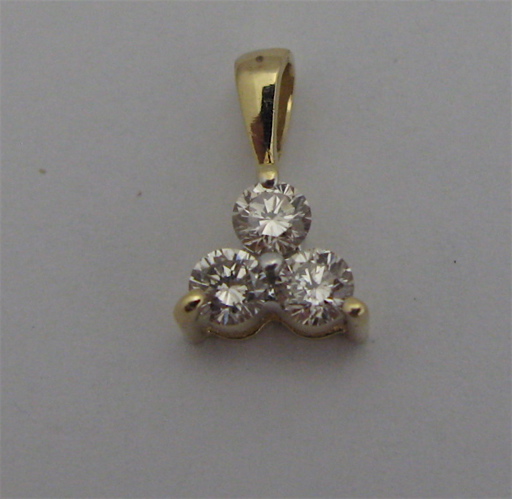 Appraisal: DIAMOND AND KARAT GOLD PENDANT set with three round-cut diamonds