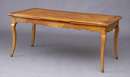 Appraisal: LOUIS XV PROVINCIAL-STYLE CHERRY DRAW-LEAF DINING TABLE The rectangular top