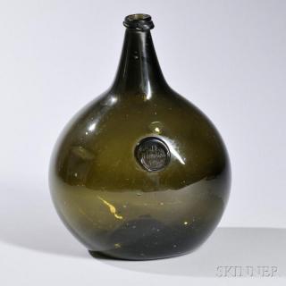 Appraisal: Large Blown Sealed Bottle England c bulbous form with string