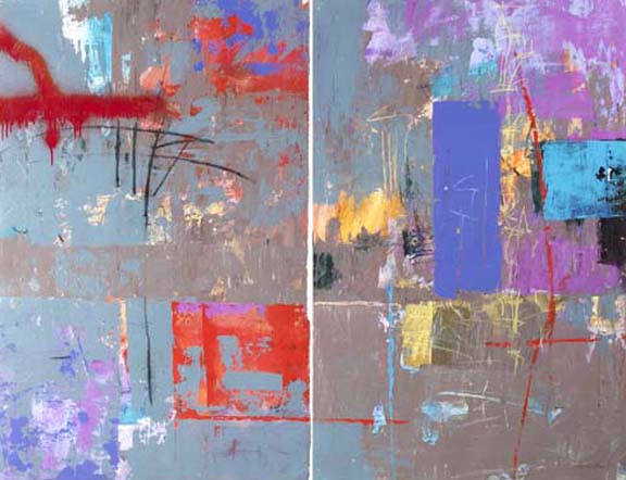 Appraisal: Allison Stewart American New Orleans Contemporary Zen Wall diptych acrylic