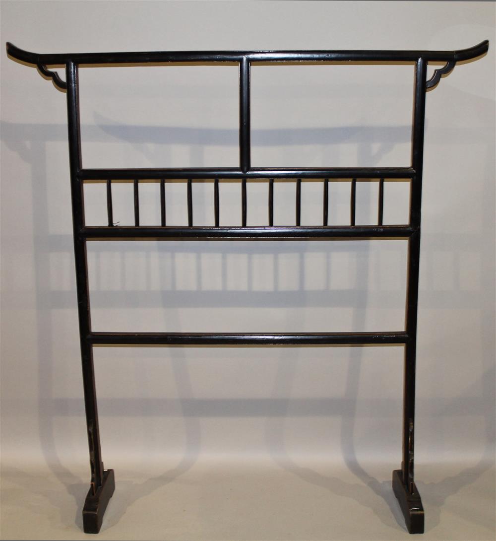 Appraisal: JAPANESE LACQUERED WOOD KIMONO RACK of traditional form with upswept