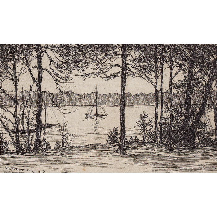 Appraisal: E T Hurley etching ''Mill Creek on theMagathee River in