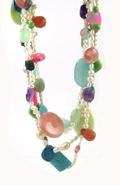 Appraisal: MULTI-STRAND COLORED GEMSTONE NECKLACE measuring - inches in length with