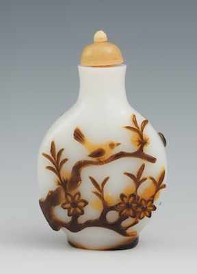 Appraisal: A Chinese Peking Glass Three Color Snuff Bottle Of flattened