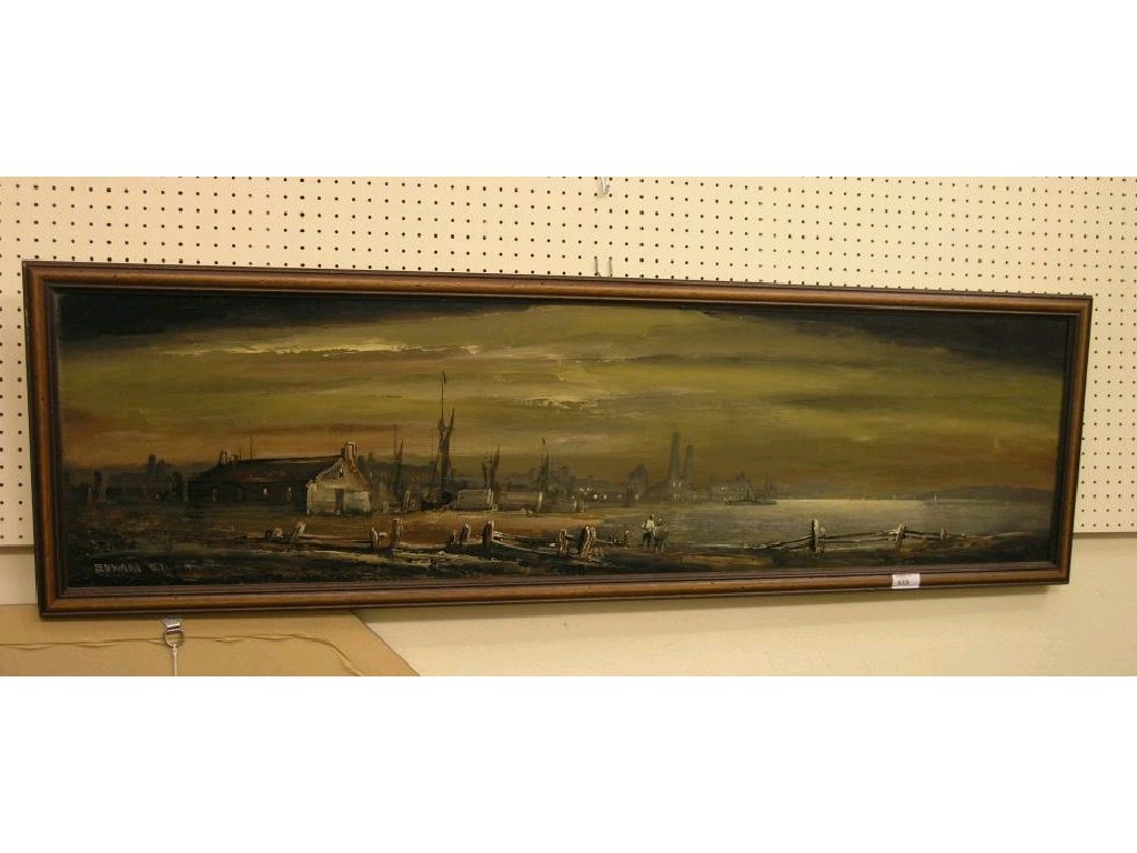 Appraisal: Edward Elliott - oil on board dim-lit panoramic view of