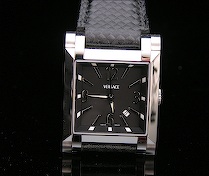 Appraisal: Versace Men's Wristwatch Large black square dial with a polished