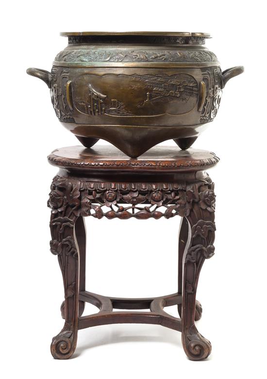 Appraisal: Sale Lot A Large Chinese Bronze Jardiniere the main panel