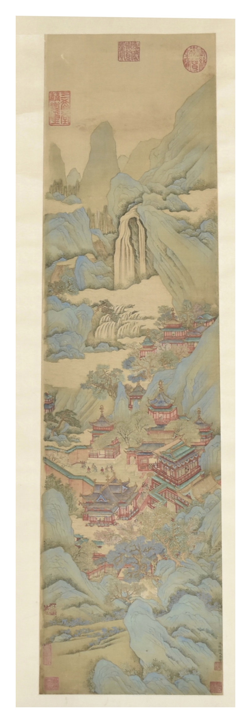 Appraisal: A Chinese landscape painting on silk with houses figures moving