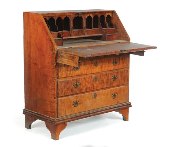 Appraisal: QUEEN ANNE SLANT-FRONT DESK New England th century curly maple