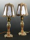 Appraisal: BOUDOIR LAMPS - Pair of circa - slag glass panel