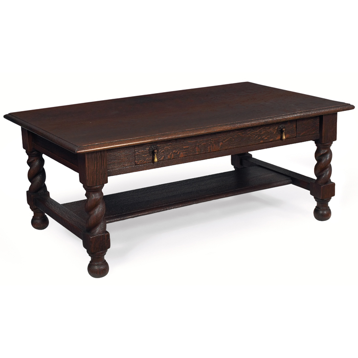 Appraisal: Arts Crafts style coffee table Spanish-influenced form with a single