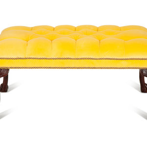 Appraisal: A George II Style Mahogany Bench th Century with yellow