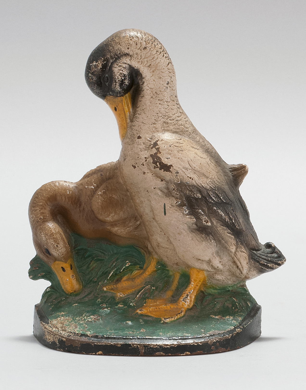 Appraisal: CAST IRON TWO STANDING DUCKS DOORSTOP Circa By Hubley Original