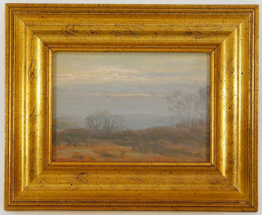 Appraisal: Robert Nisbet Misty Sunset NY Landscape Painting Robert Hogg Nisbet