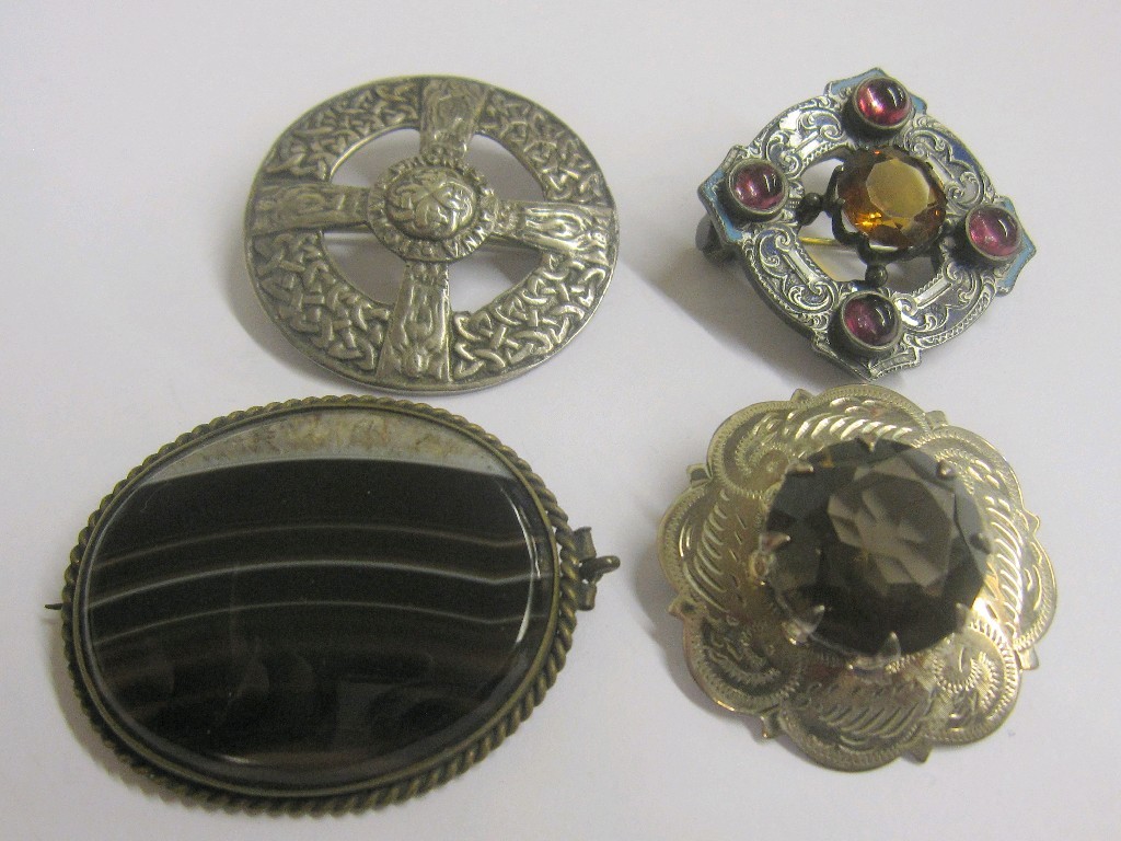 Appraisal: Lot comprising Iona silver brooch by Iain MacCormick Victorian Scottish