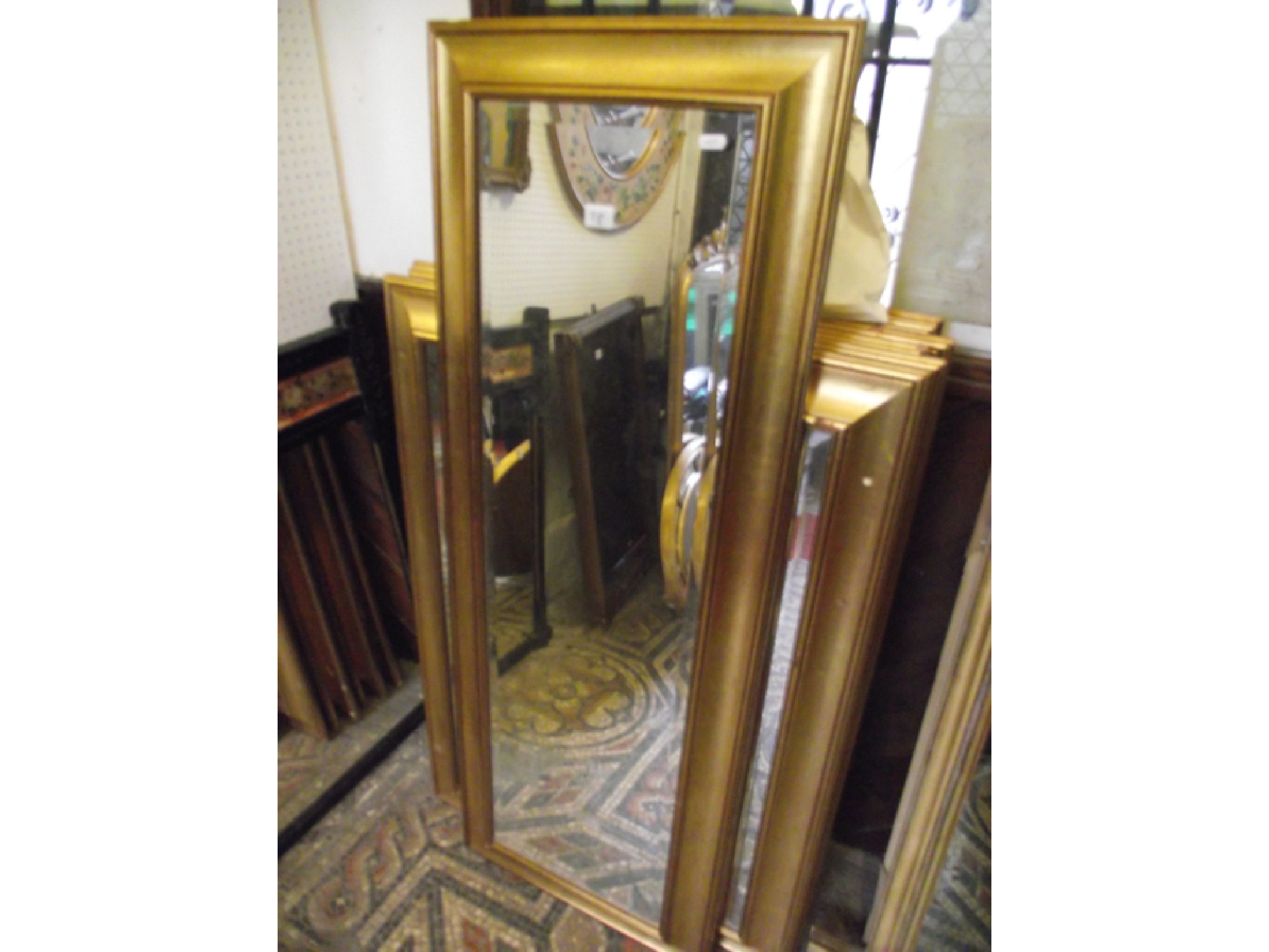 Appraisal: Six matching contemporary wall mirrors of rectangular form with bevelled