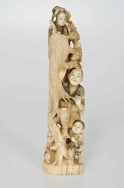 Appraisal: Japanese Carved Ivory Figural Group Japan A large carved and