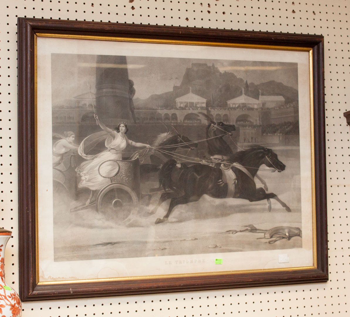 Appraisal: Framed engraving of chariot race