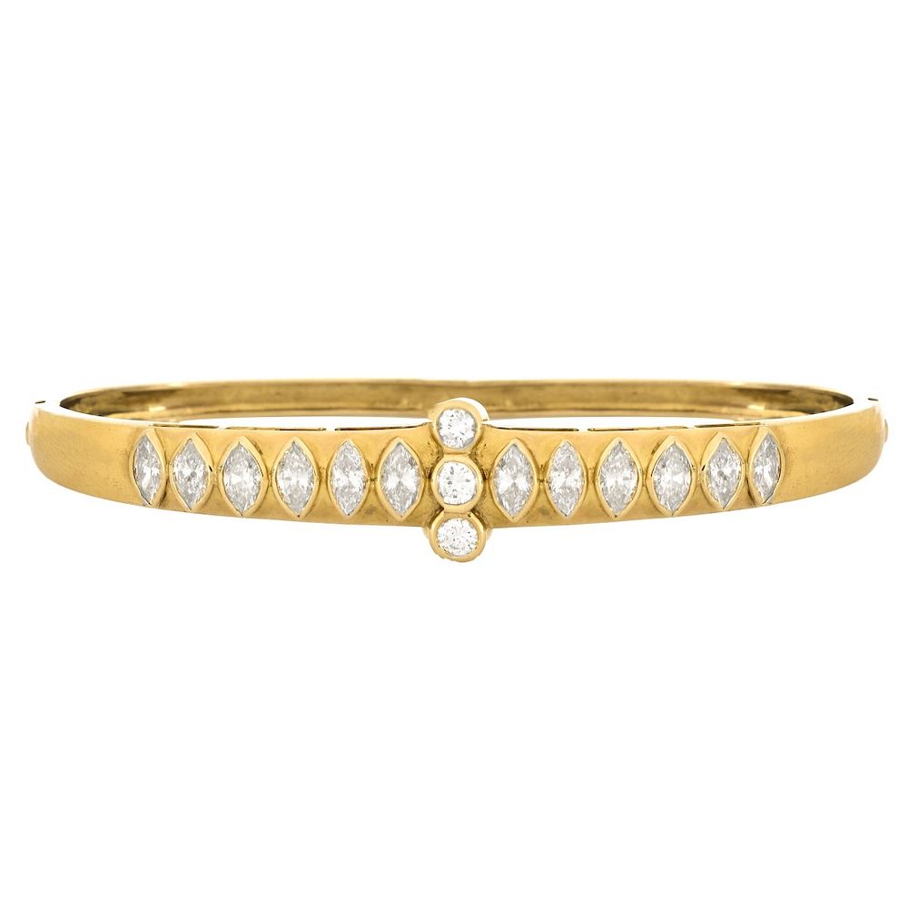 Appraisal: ct TW Diamond and K Gold Bangle Contemporary Carat TW