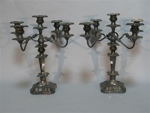 Appraisal: PAIR OF SILVER FIVE LIGHT CANDELABRA