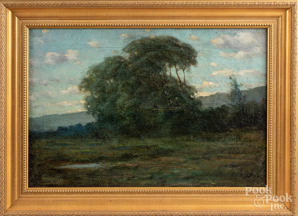 Appraisal: American oil on canvas landscape late th c American oil