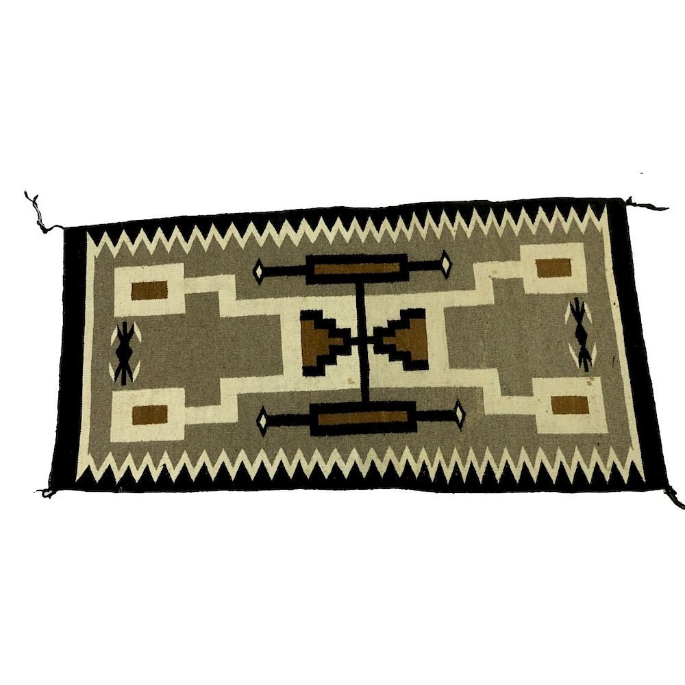 Appraisal: Navajo Wool Storm Pattern Blanket Vintage Southwest Navajo Wool Storm