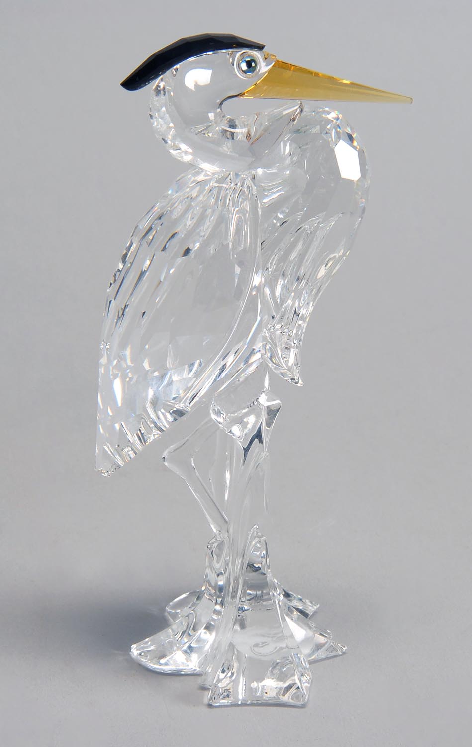 Appraisal: CRYSTAL CUT GLASS HERON By Swarovski Signed on bottom Black