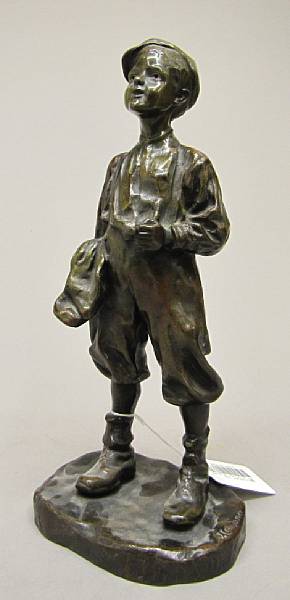 Appraisal: A Spanish patinated bronze figure of a boy cast after