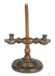 Appraisal: Oak table top adjustable candlestand th c '' h Provenance