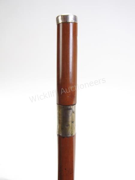 Appraisal: Silver Handled La Redoutable Cane this wood shafted cane reveals