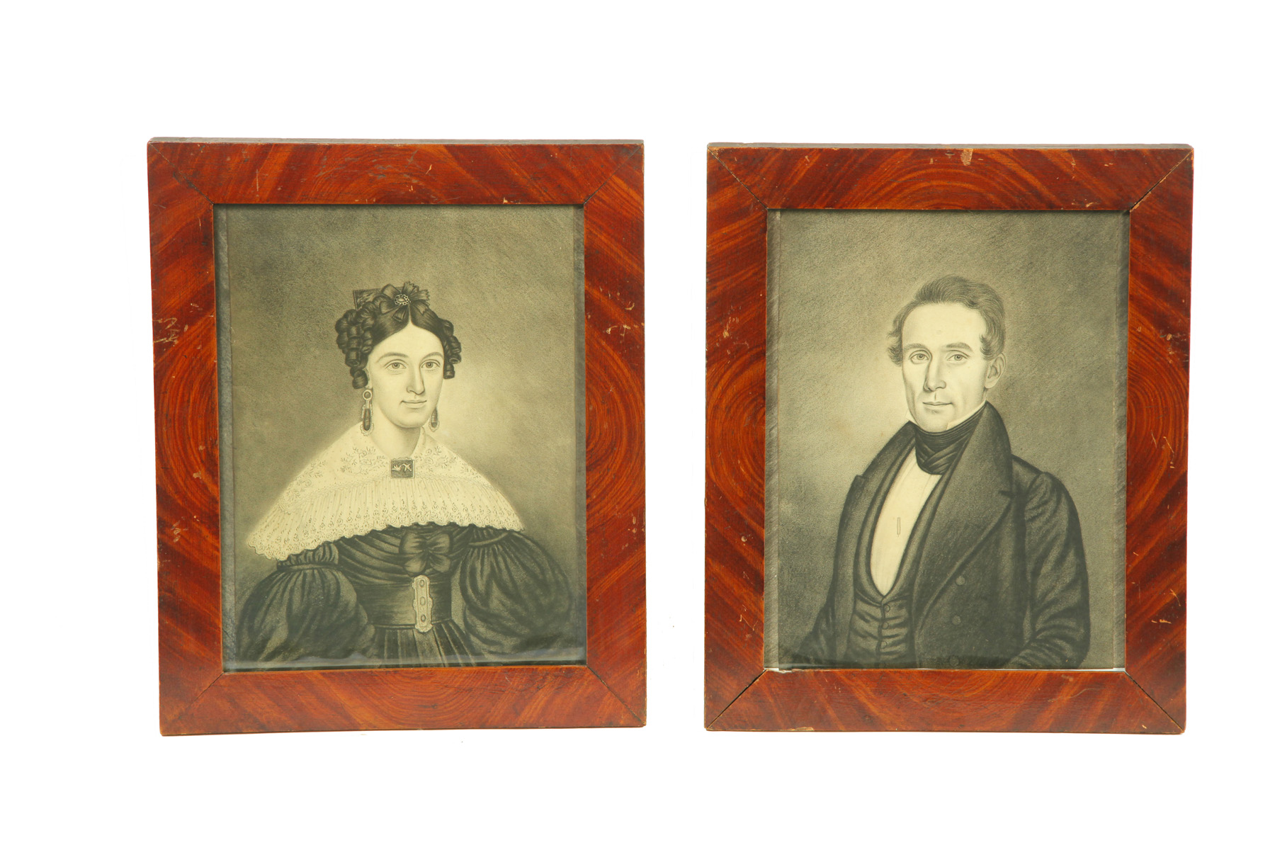 Appraisal: PAIR OF PORTRAITS ATTRIBUTED TO NOAH NORTH OHIO - Graphite