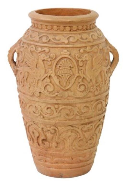 Appraisal: Italian terracotta garden planter th c having scrolling foliates in