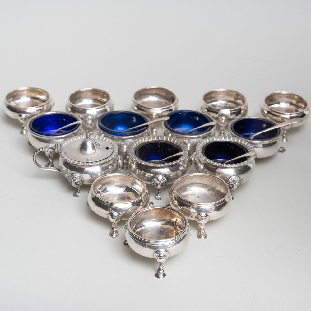 Appraisal: Group of Twelve English Silver Salt Cellars a Pair of